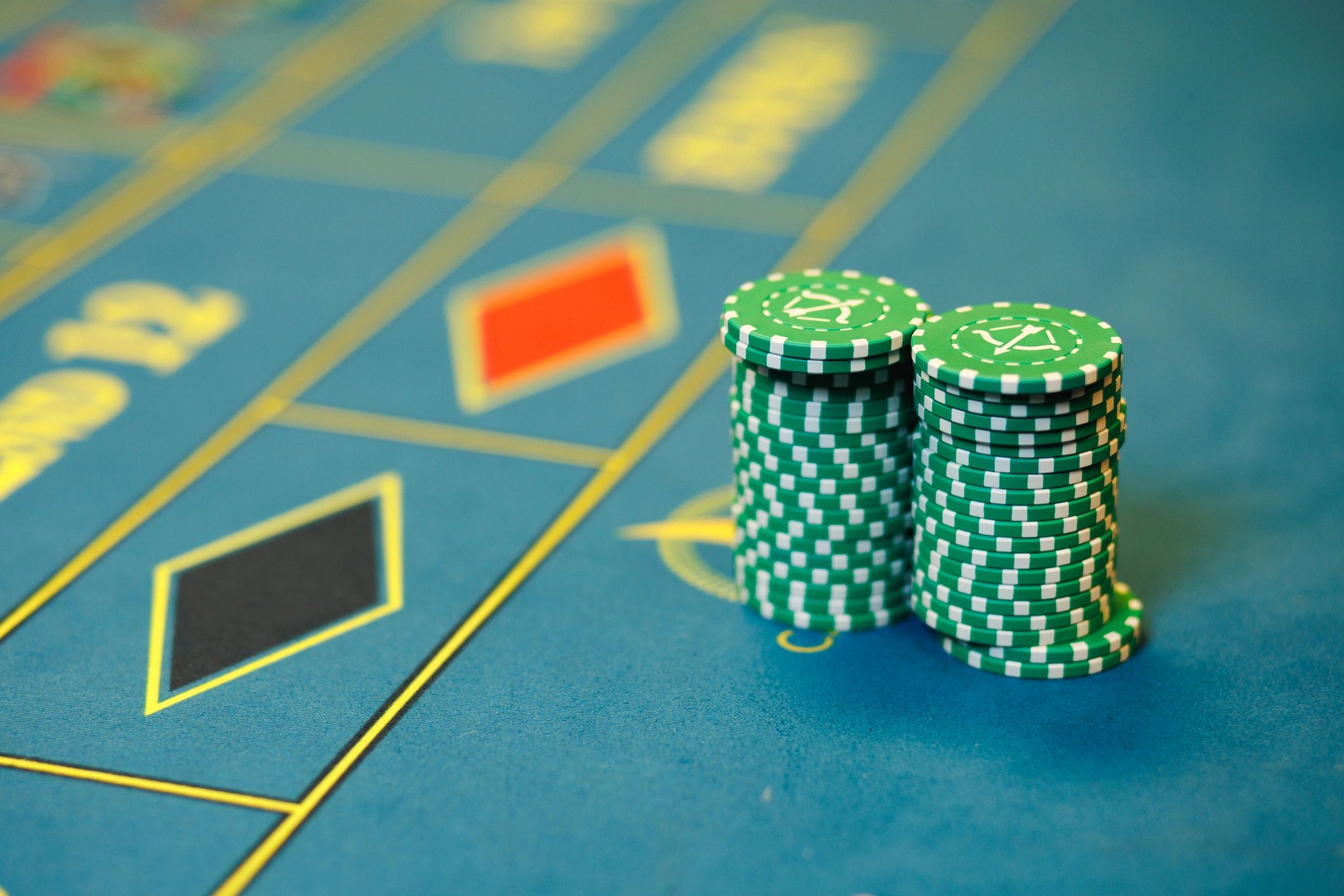 Poker chips on a gaming table